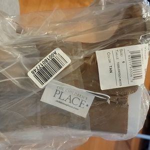 Childrens place tan faux leather boots size 6 new